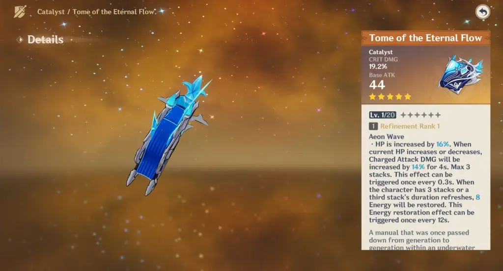 A screenshot of Neuvillette's best-in-slot weapon