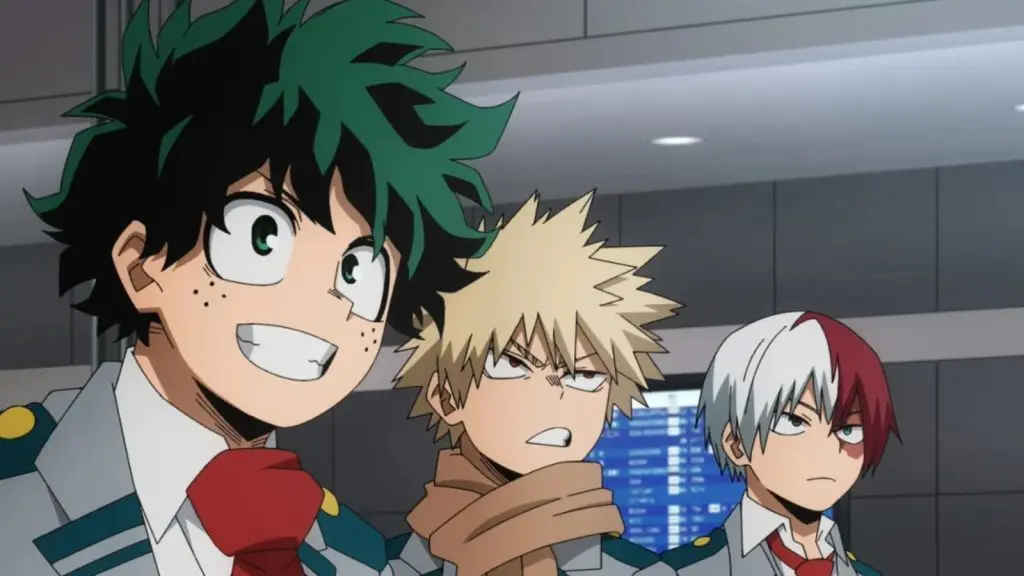 Deku, Todoroki, and Bakugo from My hero Academia