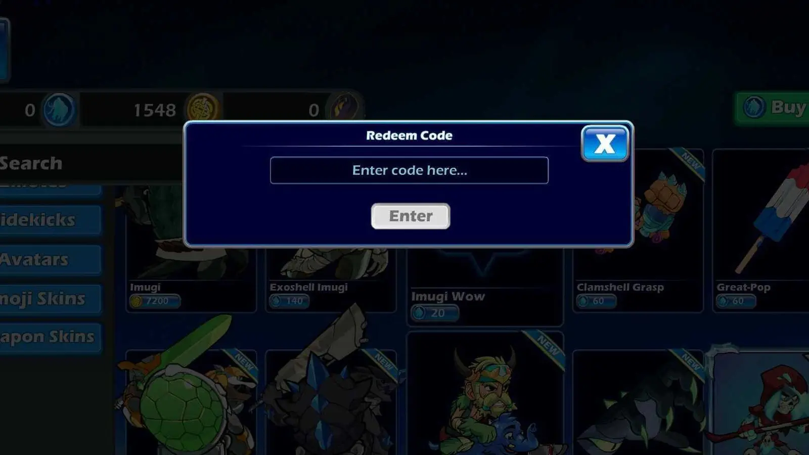 code box menu for Brawlhalla