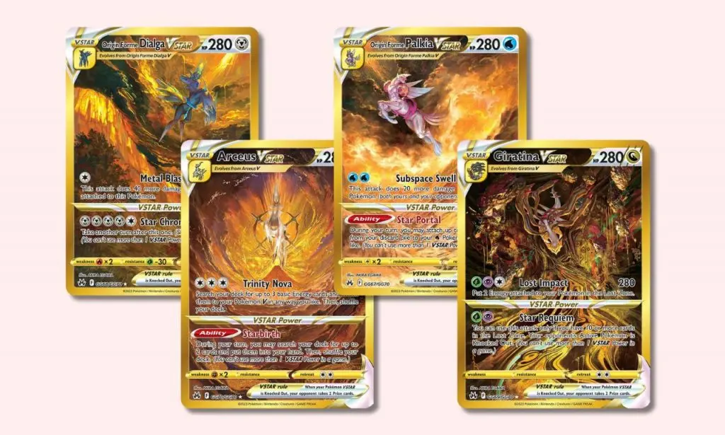 Giratina, Arceus, Dialga, and Palkia Origin Forme VSTAR cards.