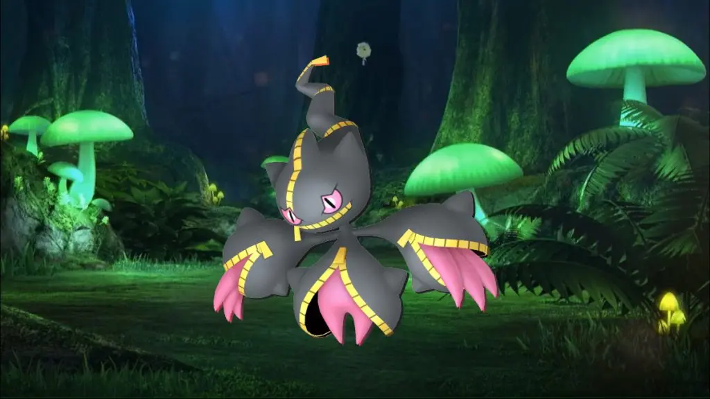 Mega Banette in a forest in Pokemon Go