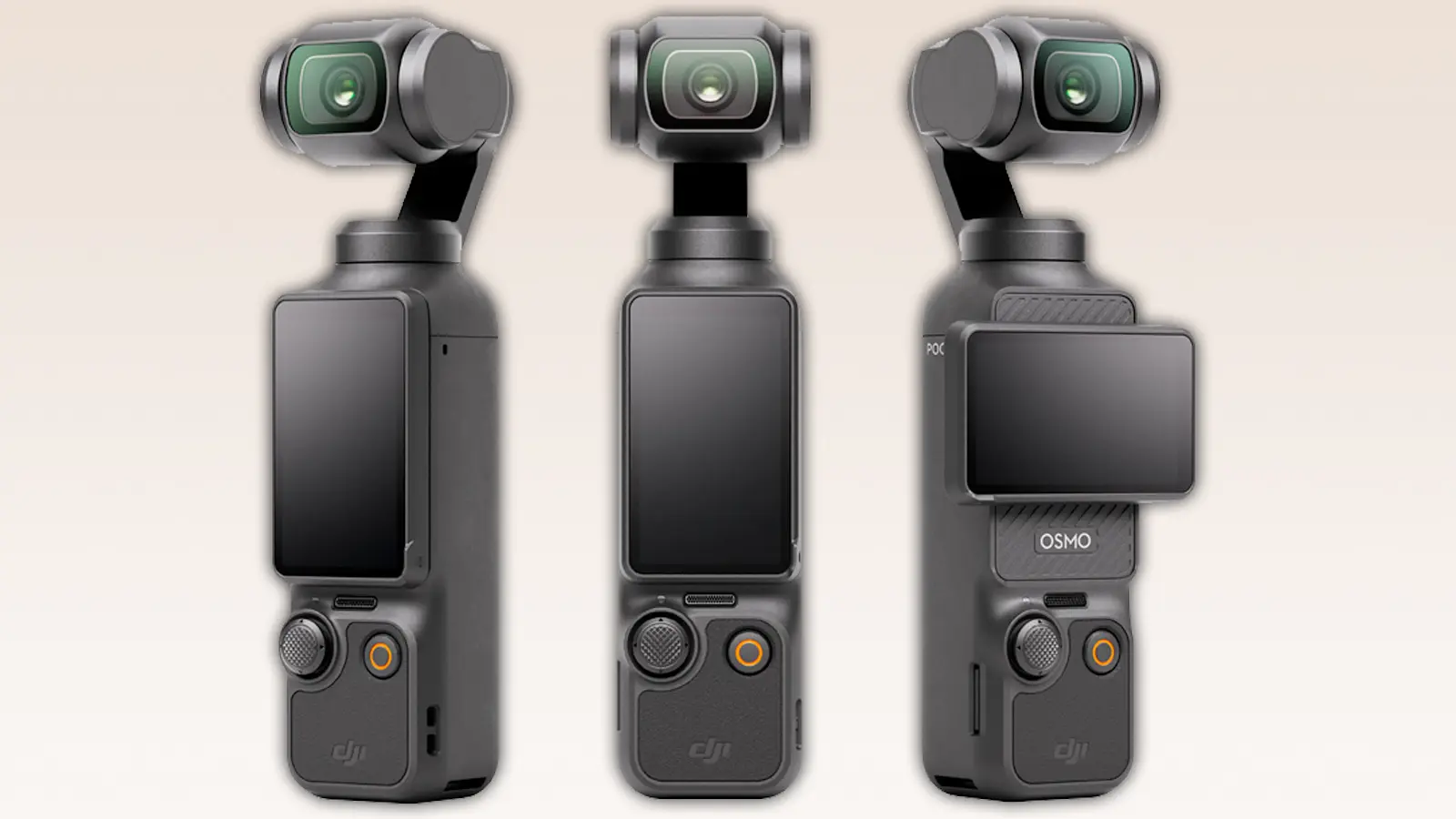 DJI Pocket 3 from 3 angles and screen rotations