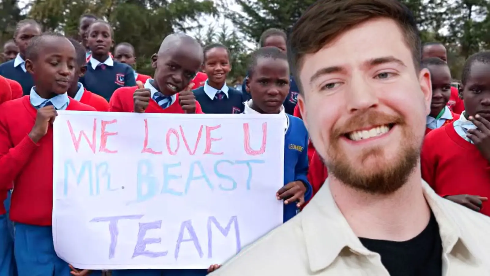 mrbeast kids holding sign header