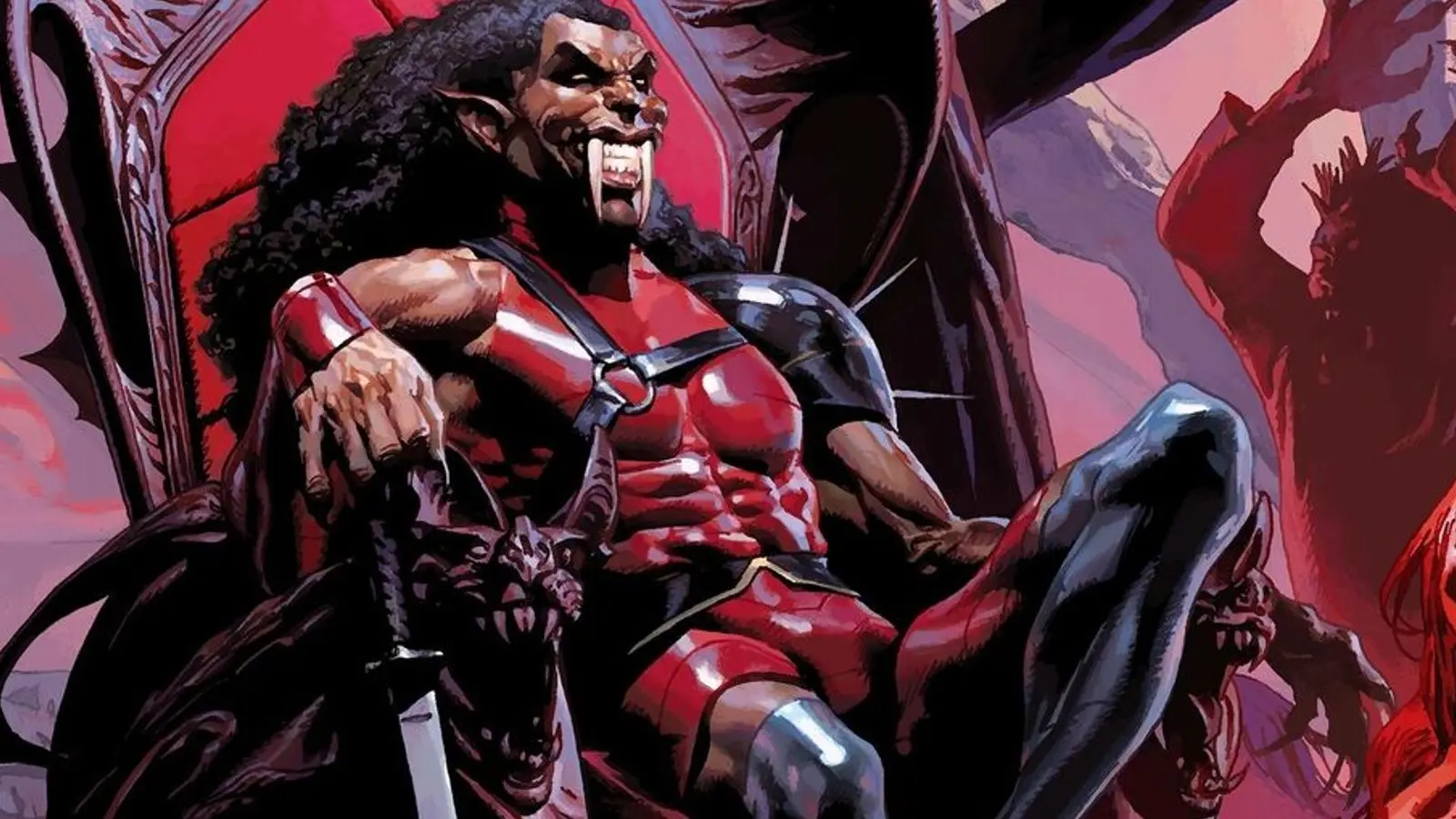 Blade sitting on a throne in the comics.