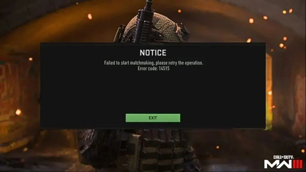 MW3 error code 14515