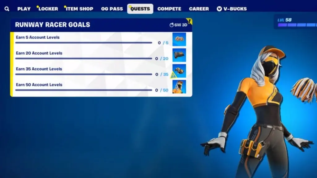 Fortnite Runway Racer Goals Quests