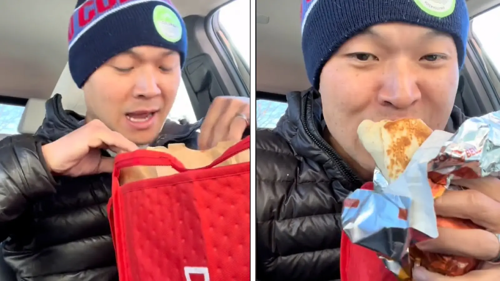 Doordash man eating