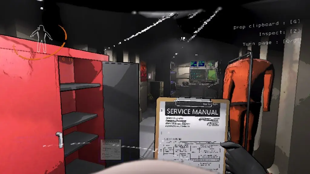 An image from Lethal Company featuring a player using a clipboard.