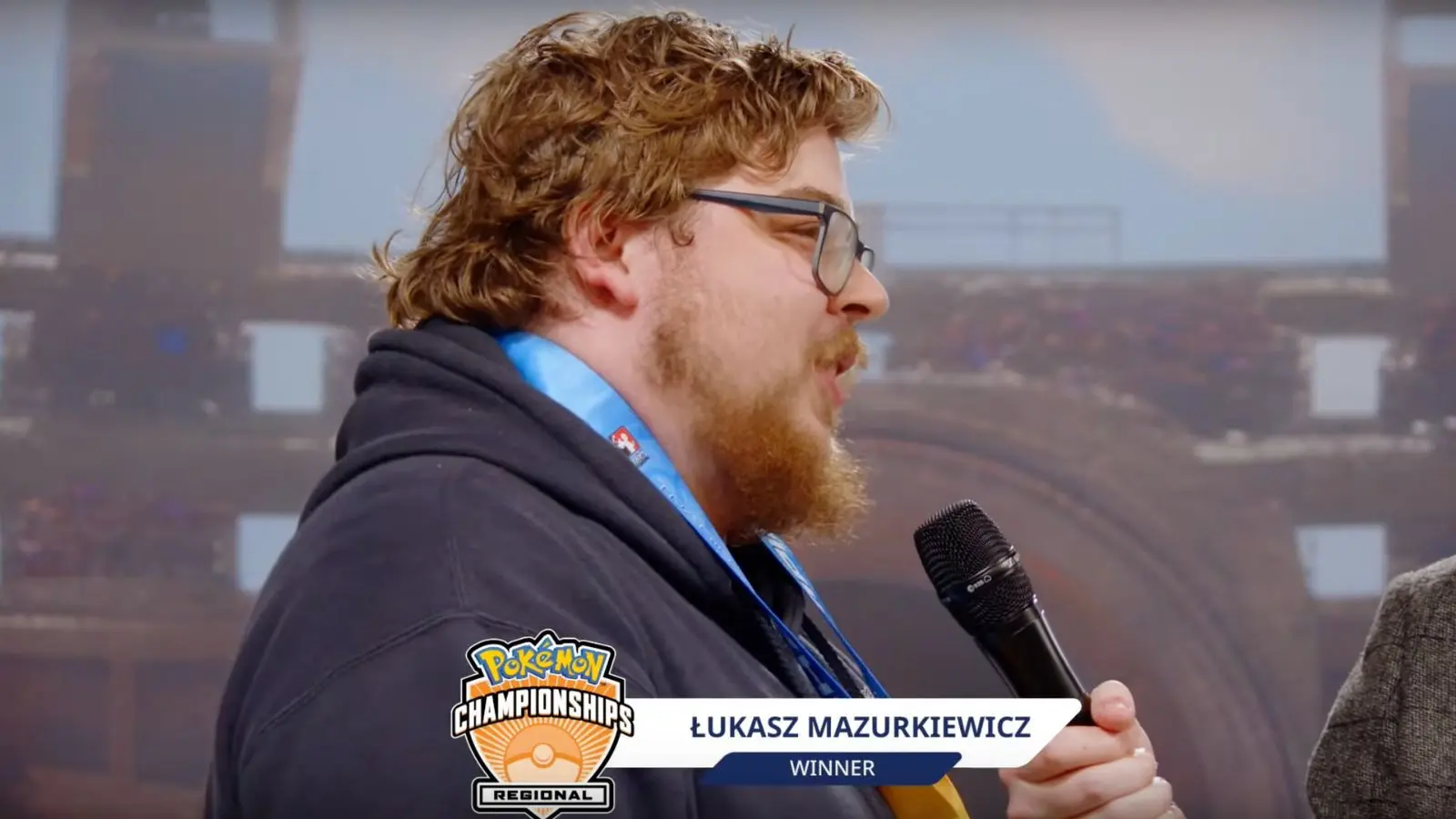 Lucas Mazurkiewicz being interviewed after Gdansk Pokemon TCG regionals win