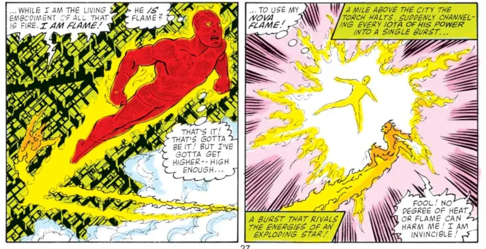 Human Torch uses his Nova Flame