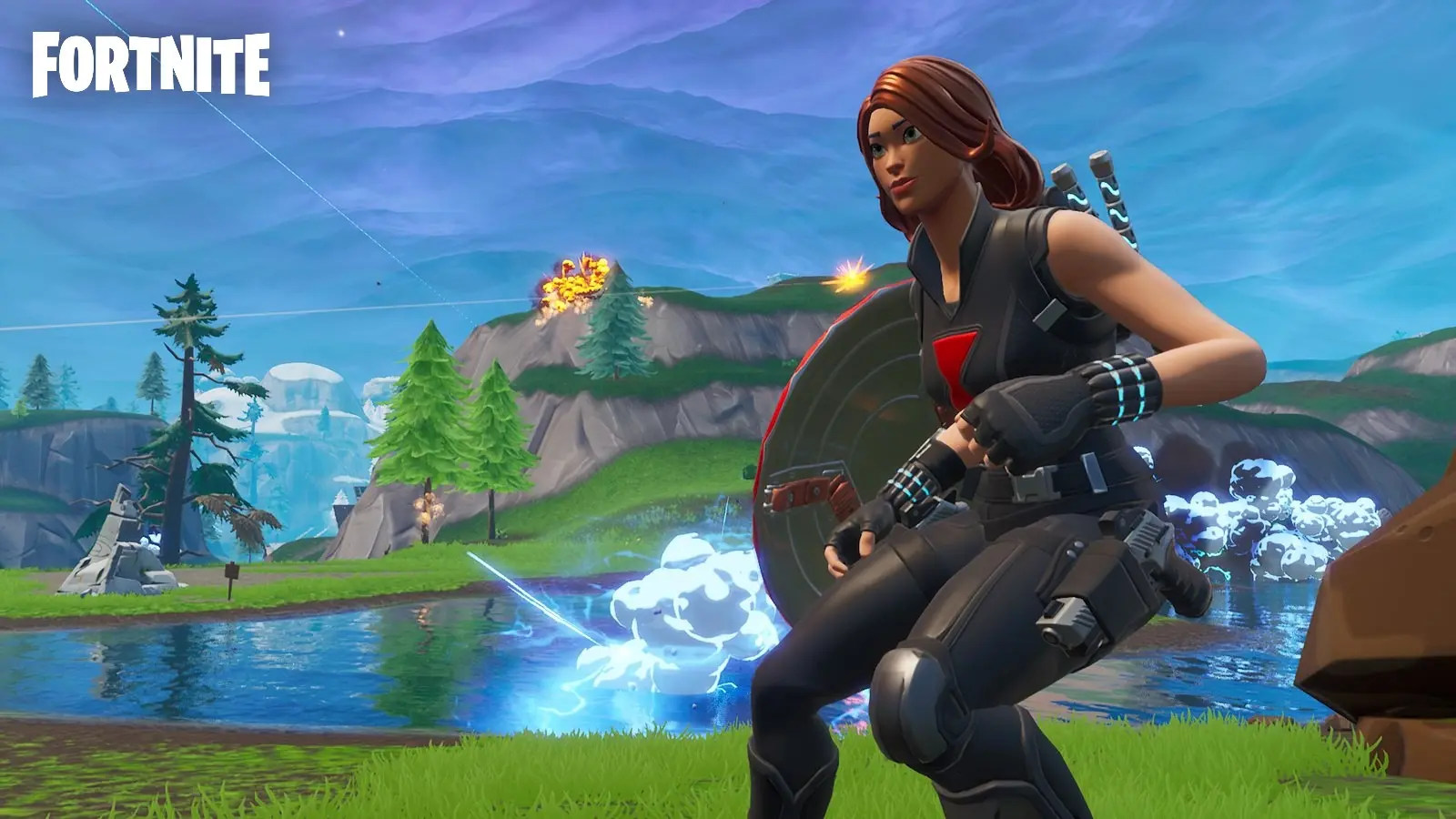 Fortnite Black Widow skin with shield