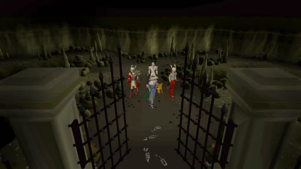 An image from old school RuneScape featuring a group of characters.