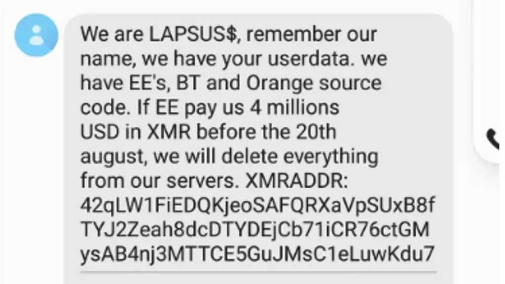 Text evidence from Lapsus$ hacking case