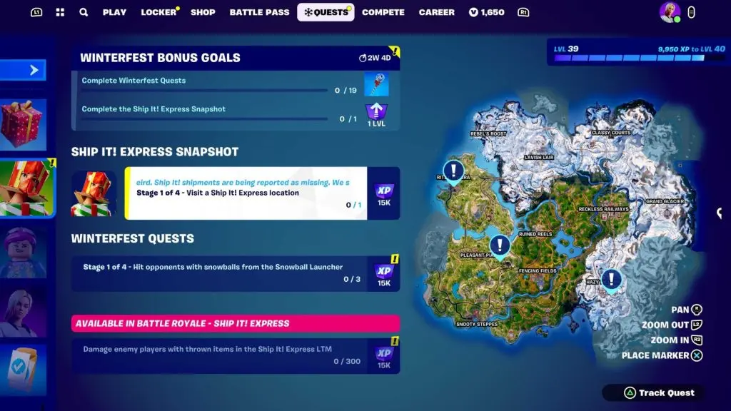 Fortnite Winterfest 2023 Quests