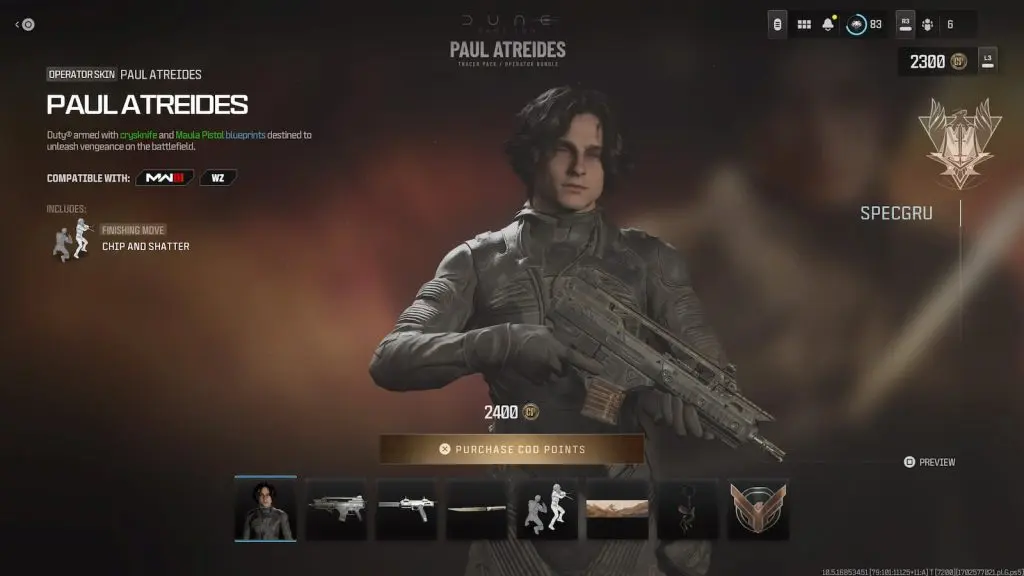 How to get Paul Atreides (Timothée Chalamet) Dune Operator in MW3 & Warzone