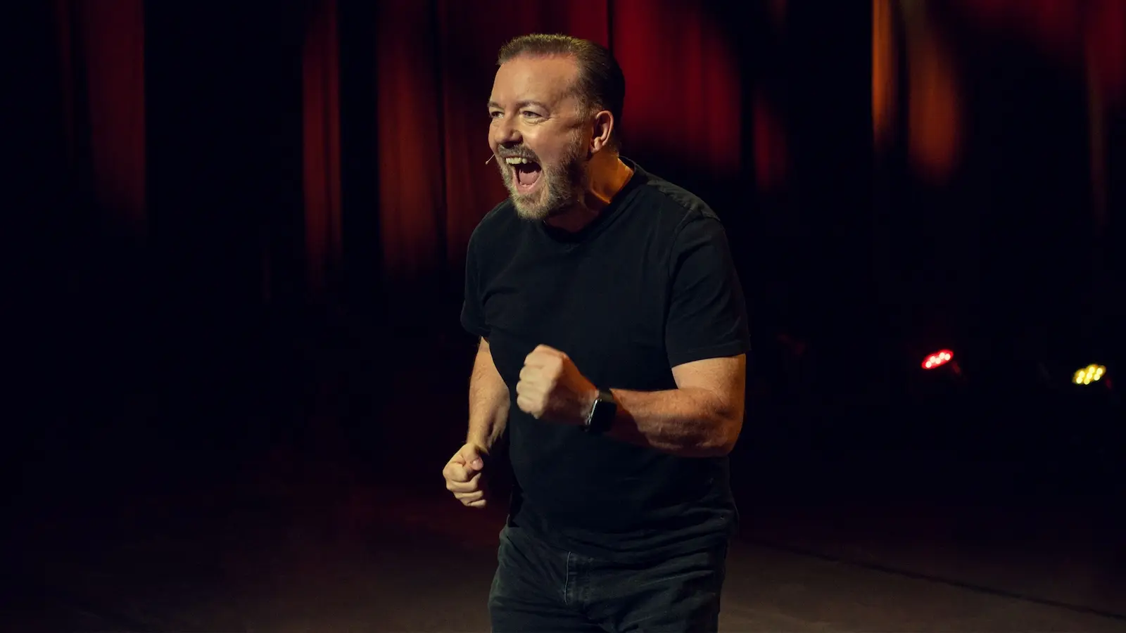 Ricky Gervais in his Netflix stand-up special Armageddon