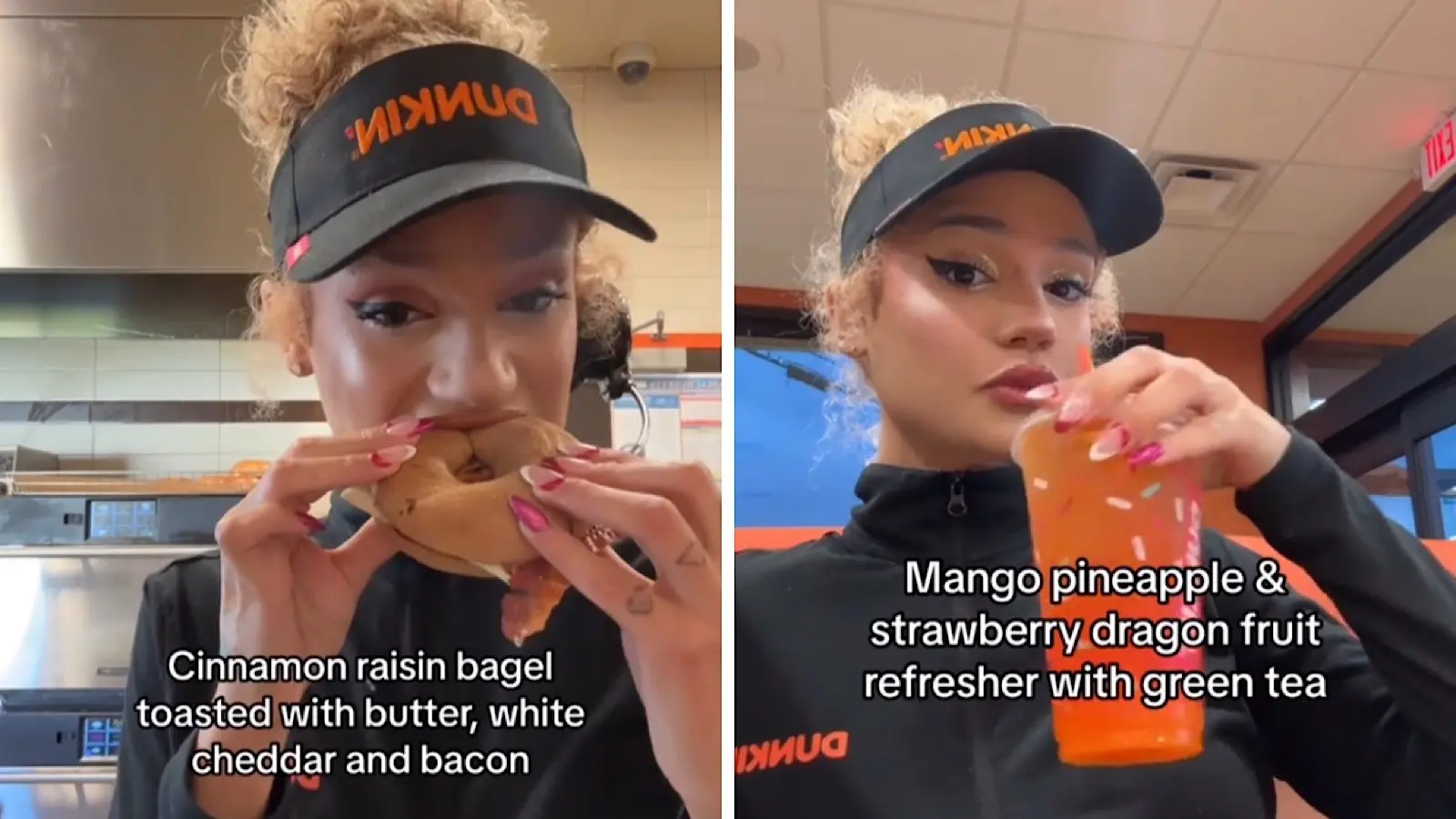 dunkins worker eats loads of food at work