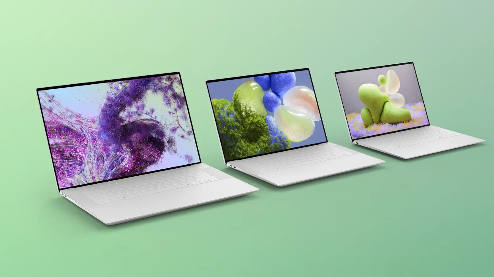 Dell XPS 16, 14 and 13 on a greb background