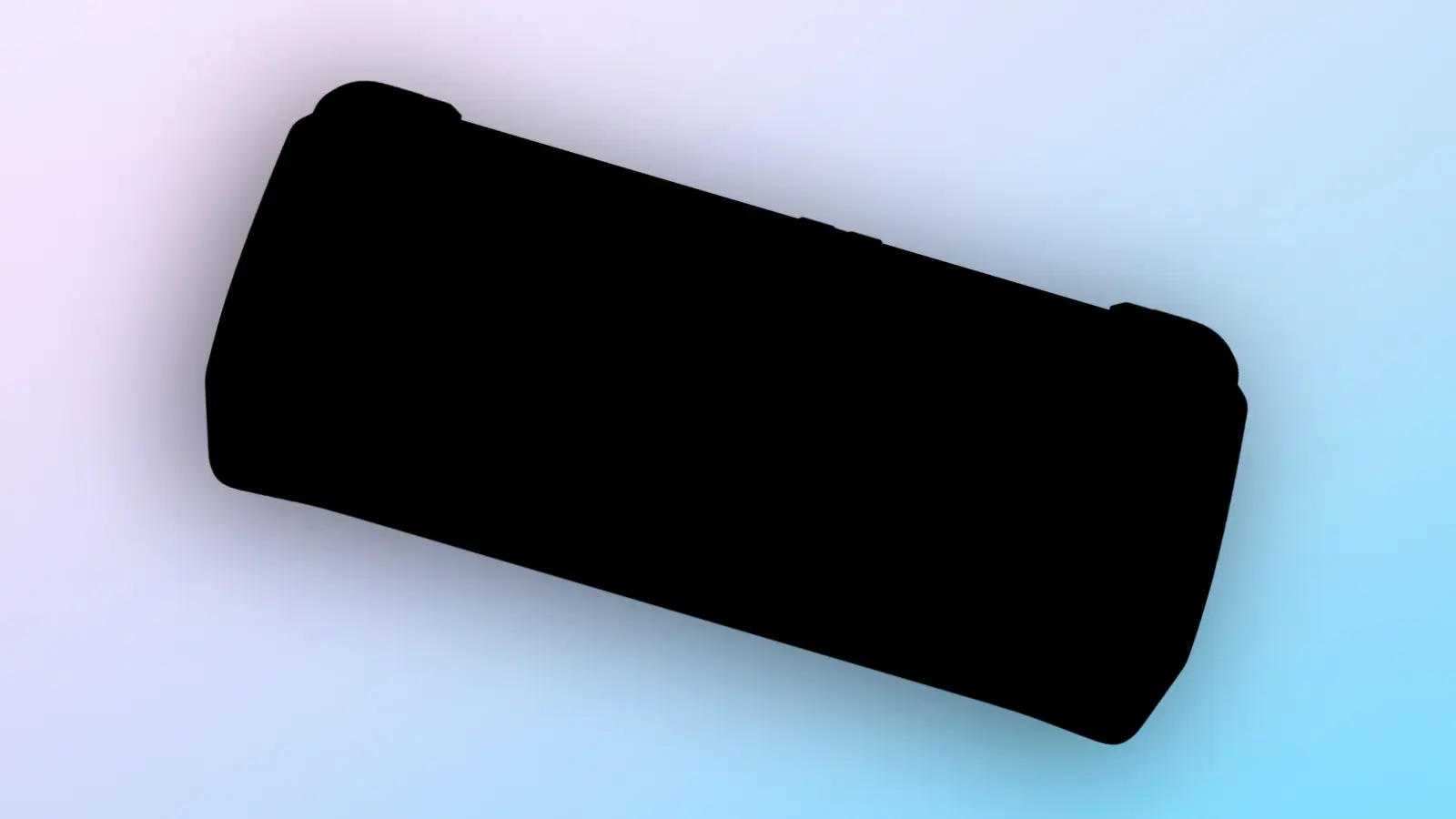 Silhouette of a gaming handheld on a gradient background