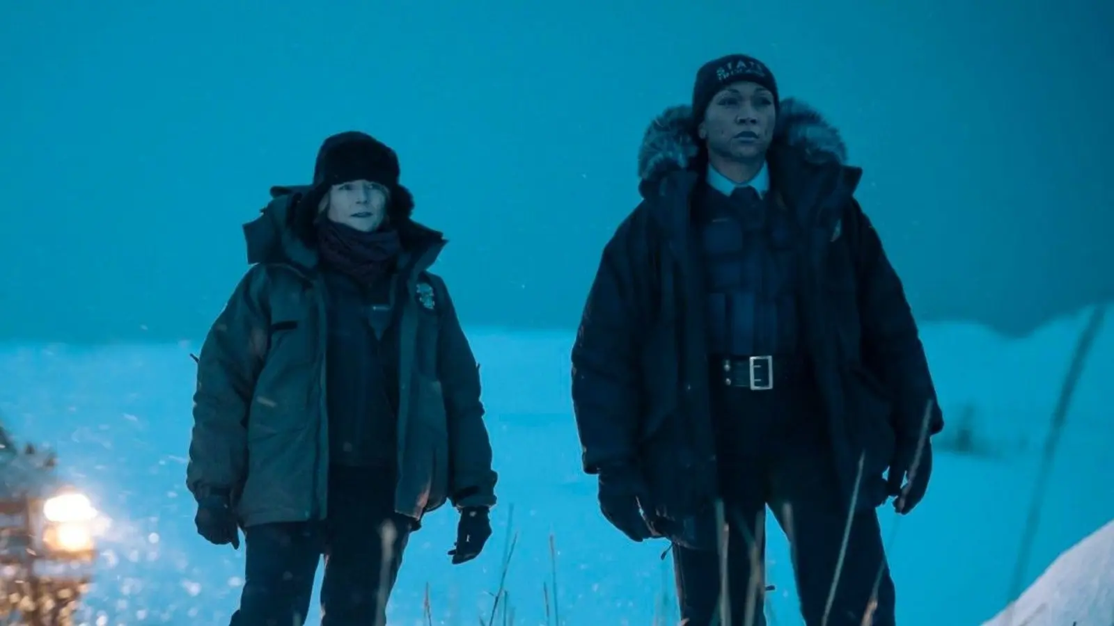 Jodie Foster and Kali Reis in the cold of Iceland.