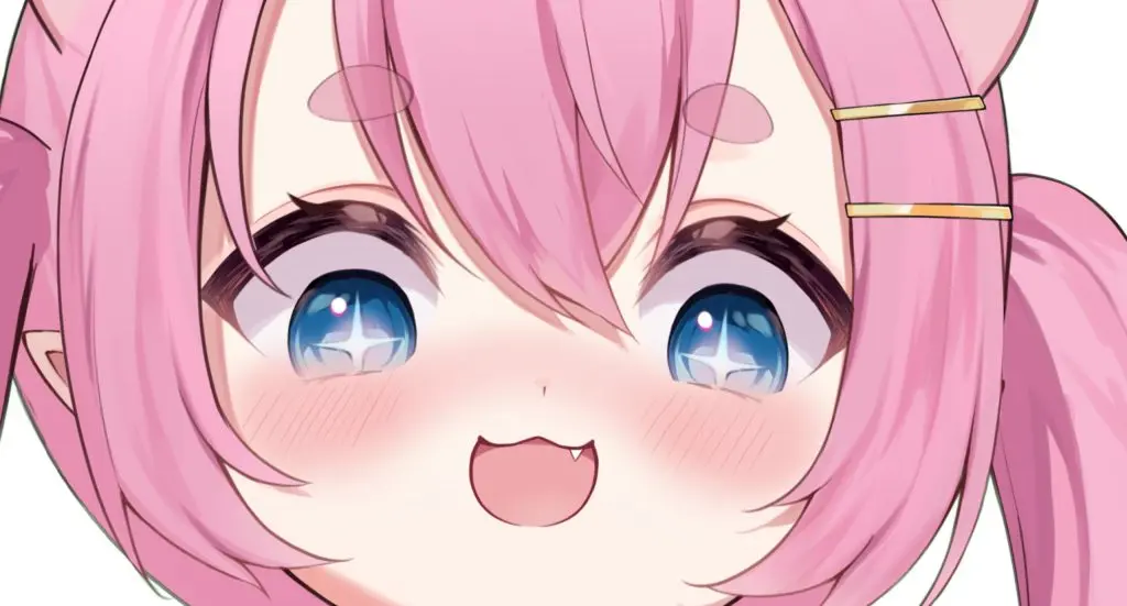 VTuber Chibidoki up close starting into camera