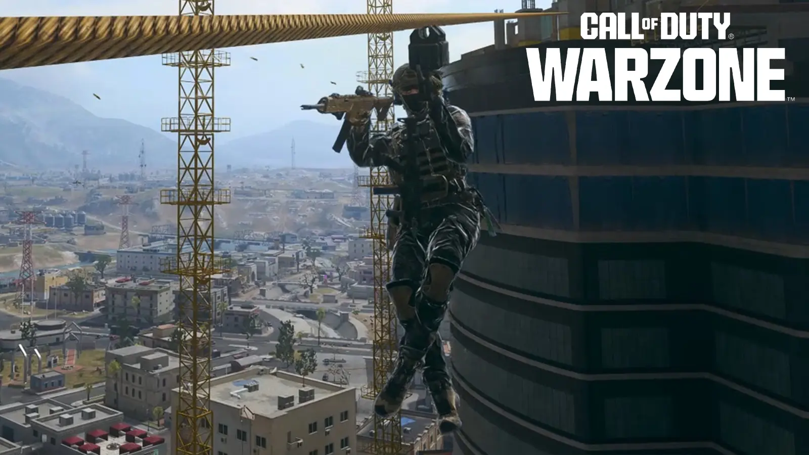 Warzone operator on a zipline