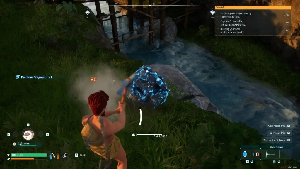 A player mines a Paldium rock for Paldium Fragments