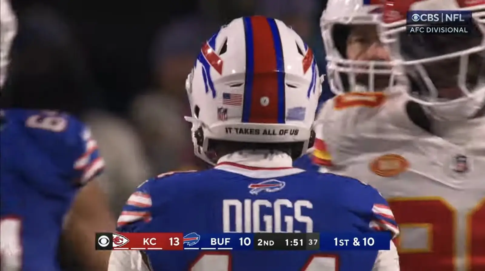 Stefon Diggs during Sunday’s battle between the Bills and Chiefs