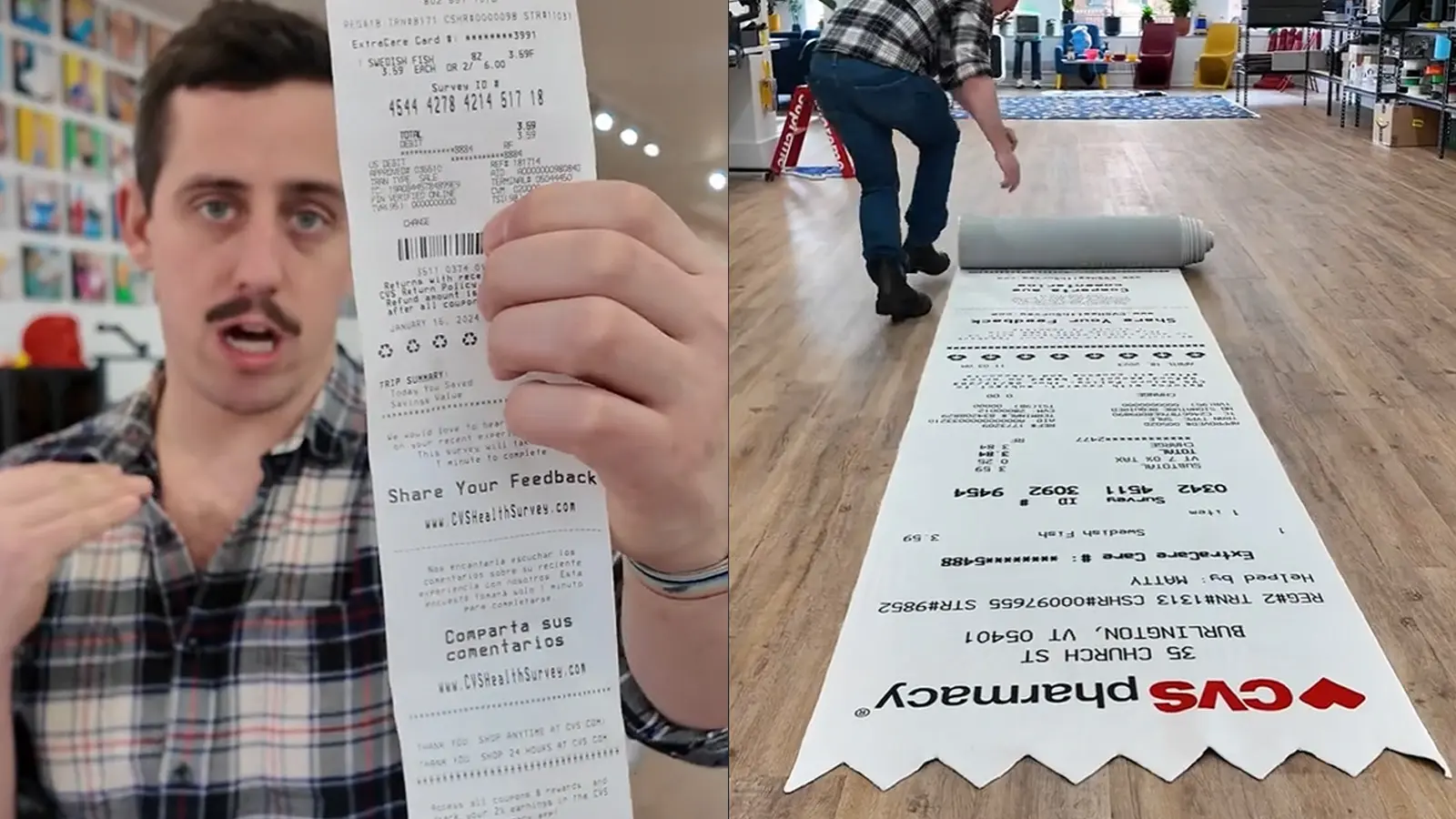 tiktoker makes 50ft long cvs receipt rug