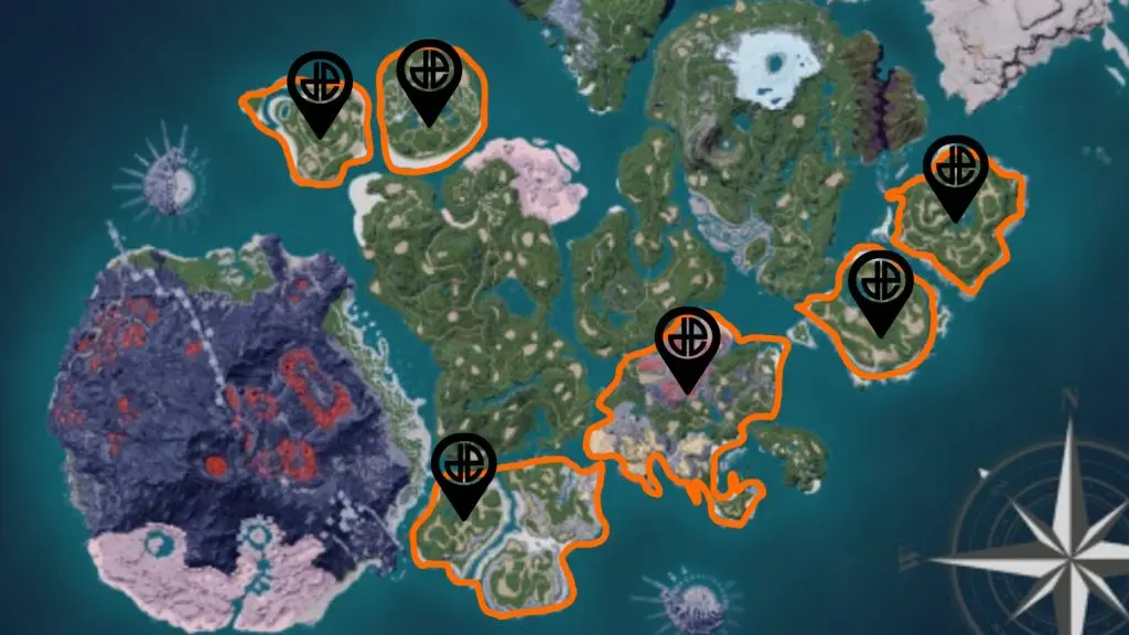 Depresso locations on Palworld map.