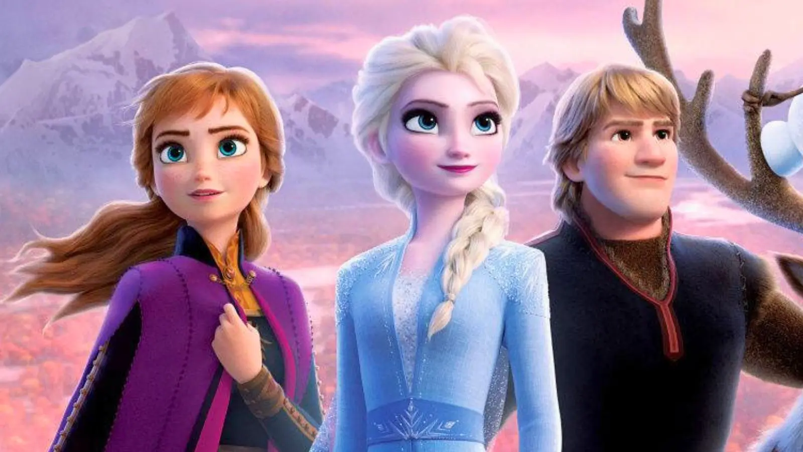 Anna, Elsa, and Kristoff in Frozen.