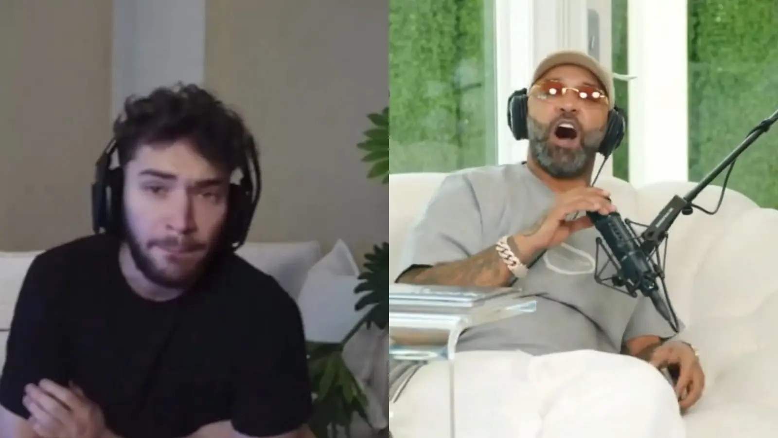 Adin Ross and rapper Joe Budden in a side-by-side photo