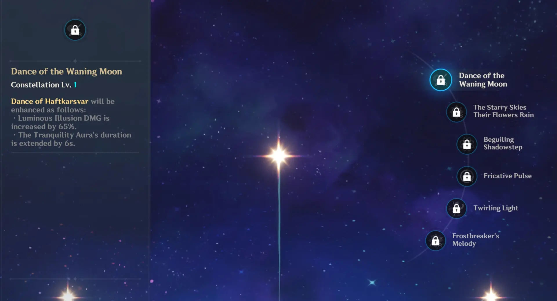 A screenshot of Nilou's constellations in Genshin Impact.