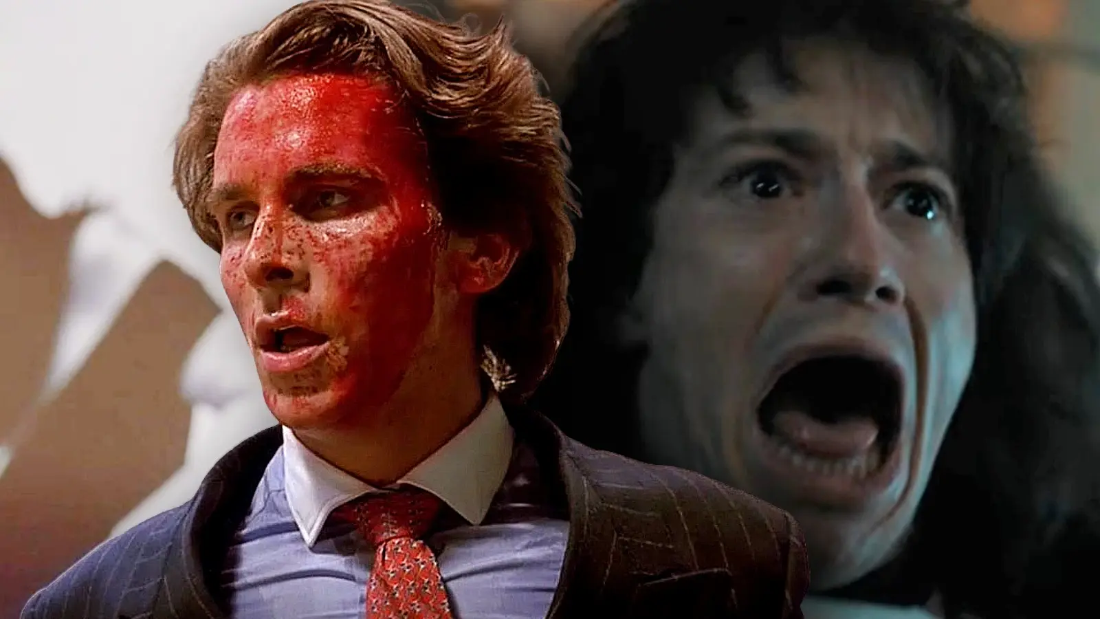 Christian Bale as Patrick Bateman and Joseph Quinn in Stranger Things