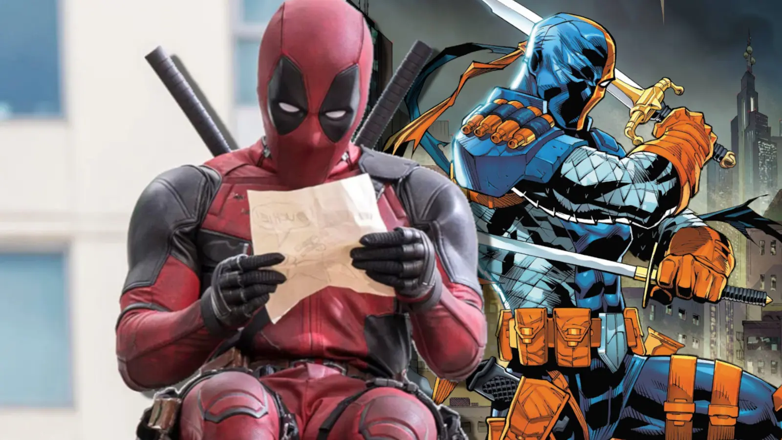 Deadpool from Marvel films & the Deathstroke Inc #8 cover