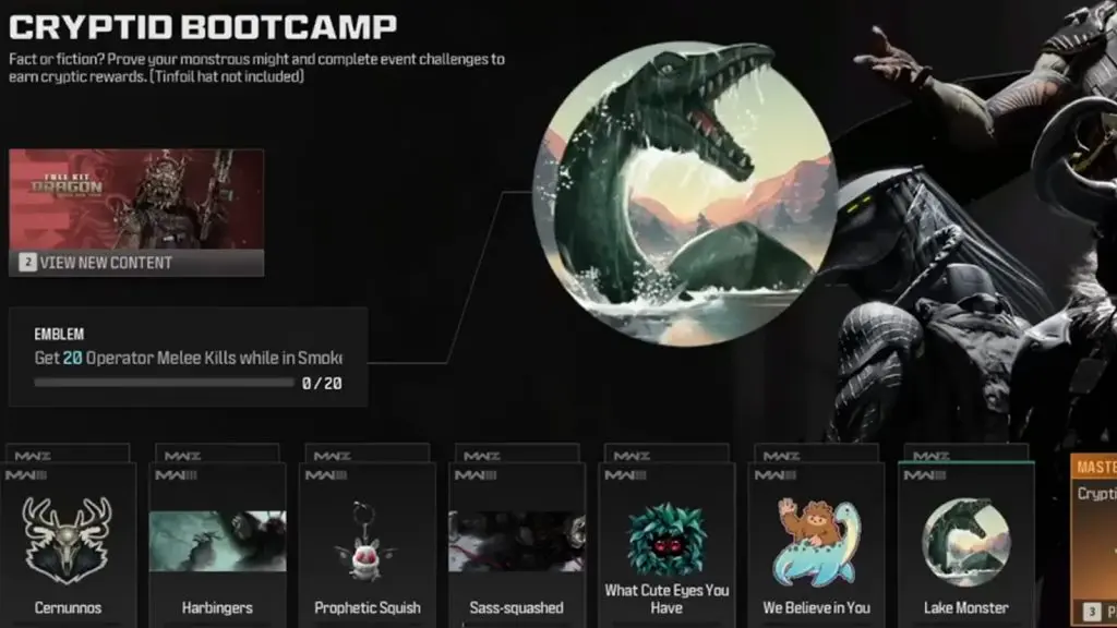 MW3 Cryptid Bootcamp rewards