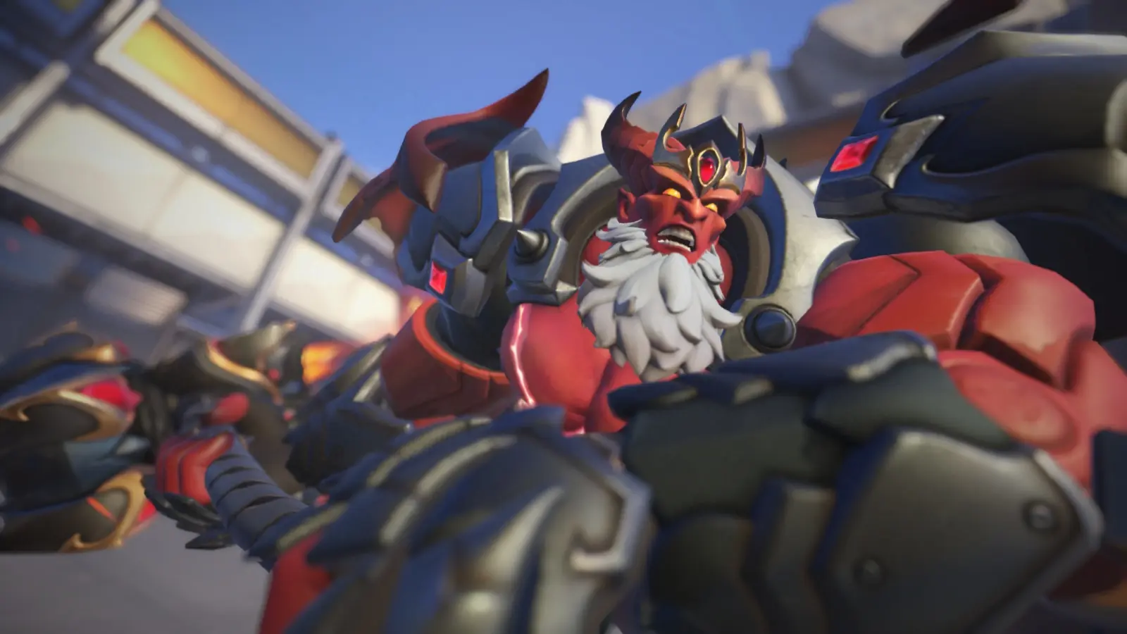 A screenshot featuring Reinhardt in Overwatch 2.