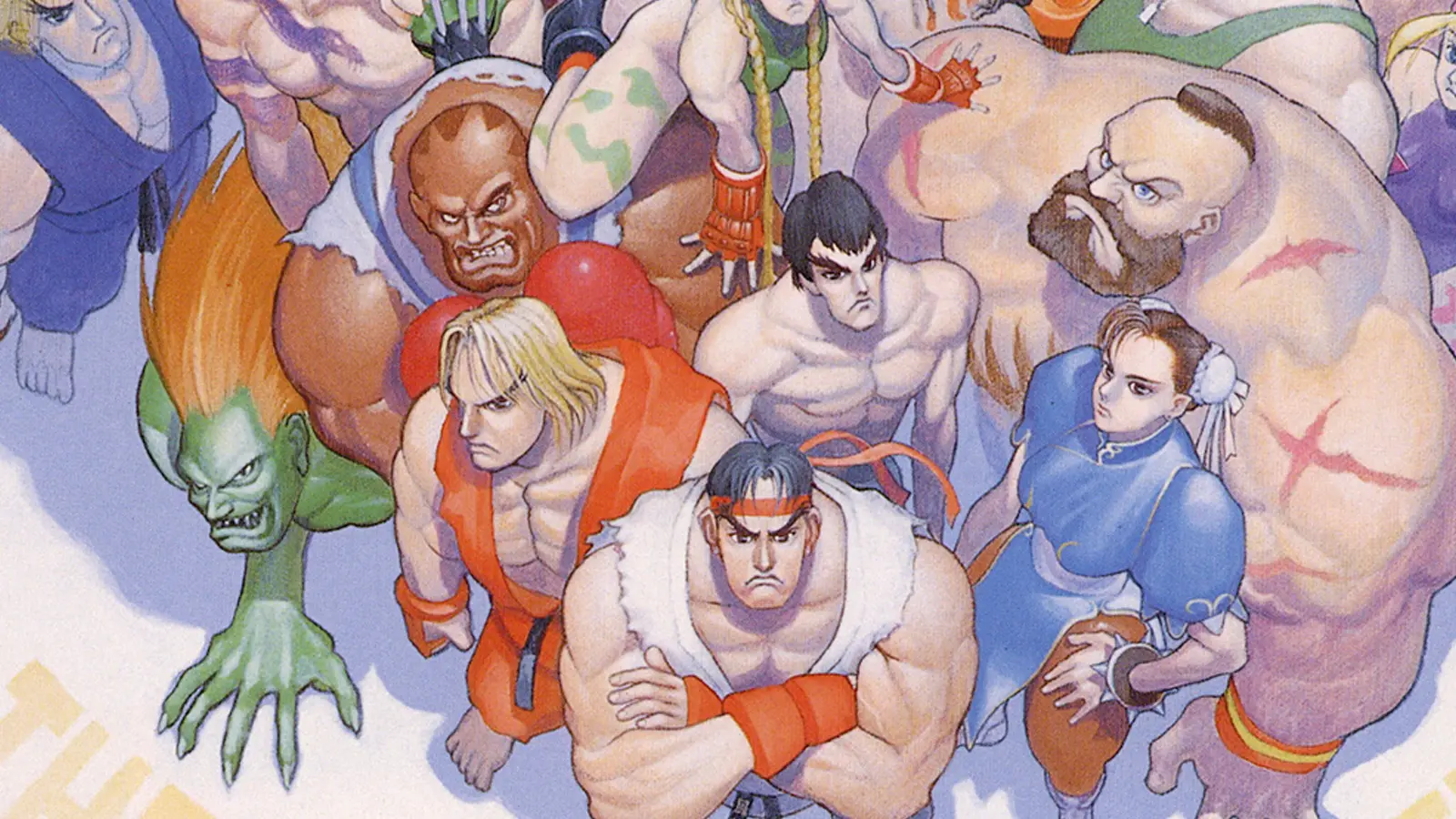 Street Fighter 2 art of characters looking up