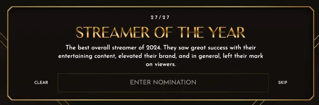 streamer awards nominations