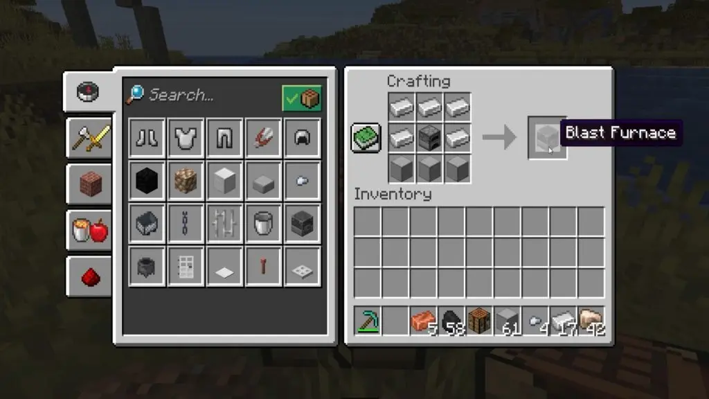 crafting blast furnace in minecraft