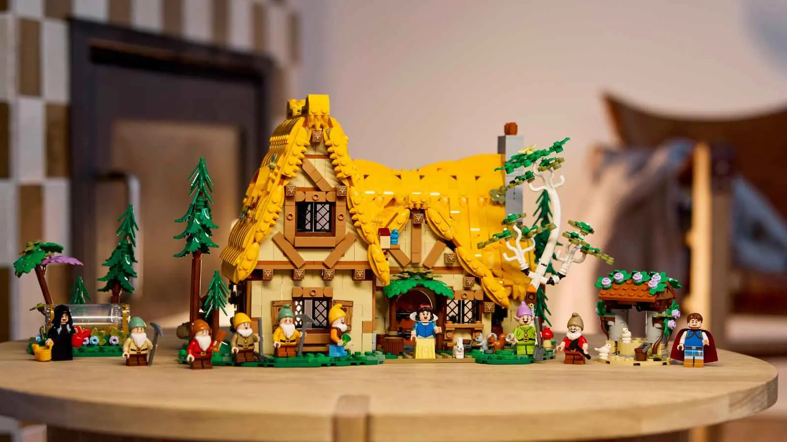 The LEGO Disney Snow White and the Seven Dwarfs' Cottage on display