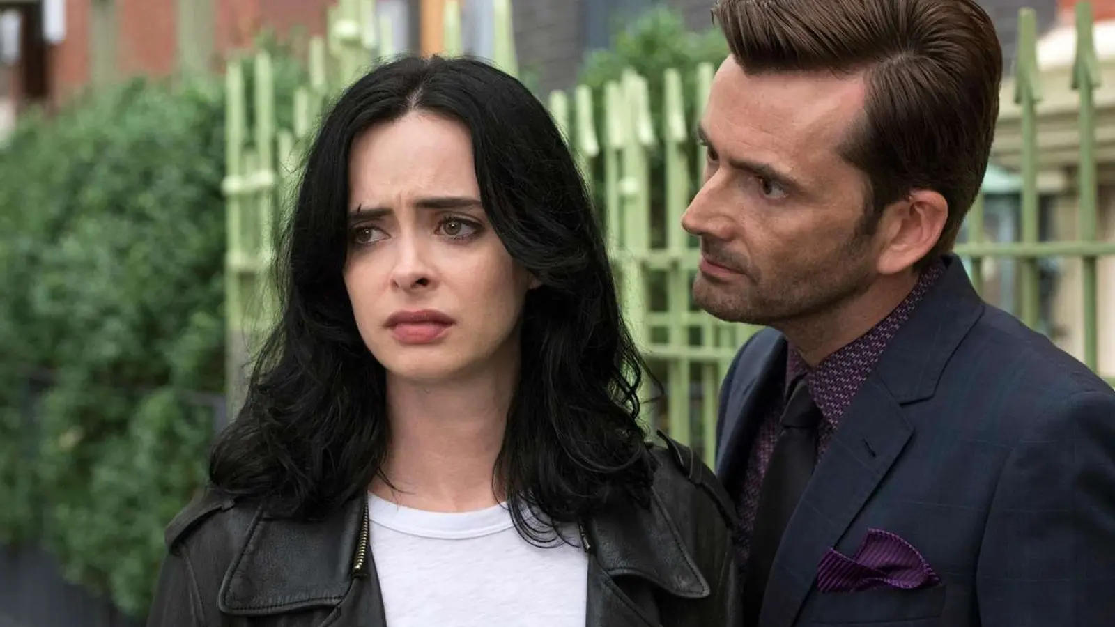 David Tennan's Killgrave whispering in the ear of Jessica Jones.