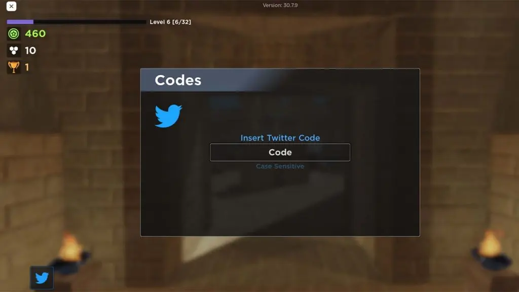 Image shows where to input codes in Evade