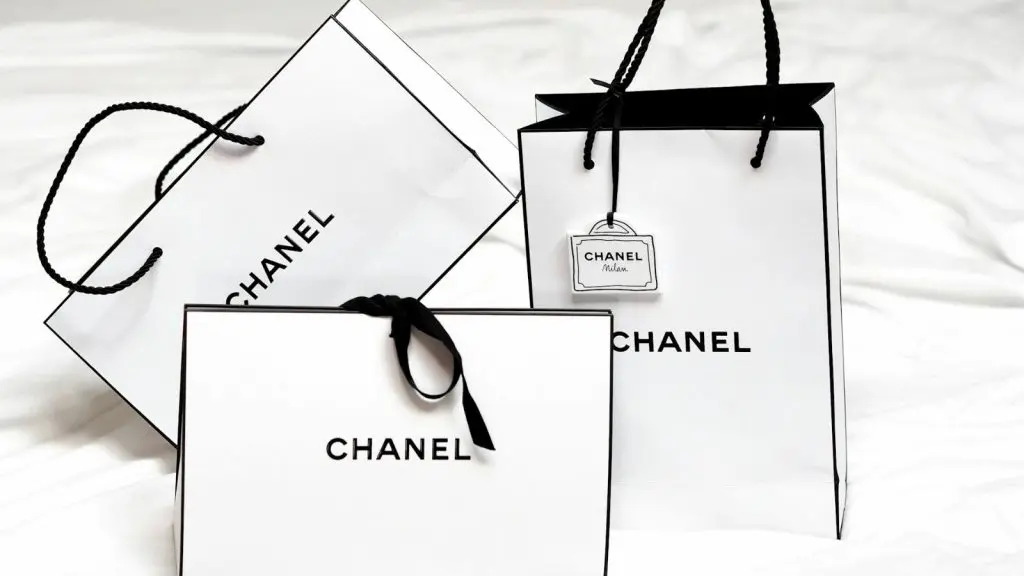 Three Chanel bags standing next to each other