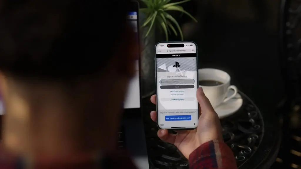 PlayStation Passkey login on phone