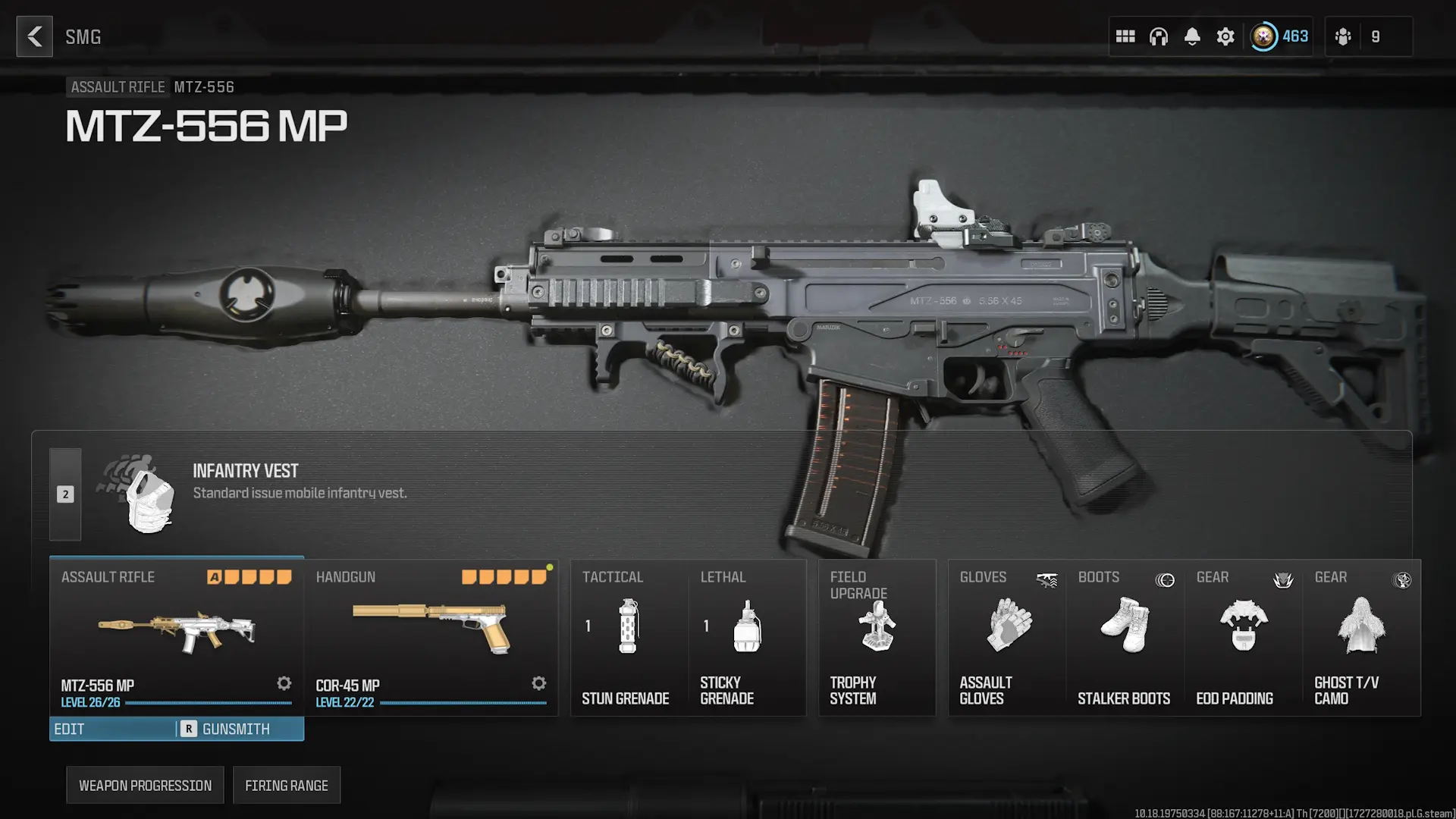 Screenshot of the best MTZ-556 class in Modern Warfare 3, including perks and equipment.