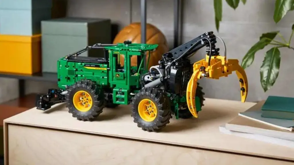 The LEGO Technic John Deere 948L-II Skidder on display