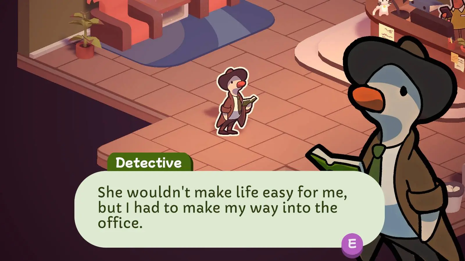 Screenshot from the Duck Detective: The Secret Salami Steam page.