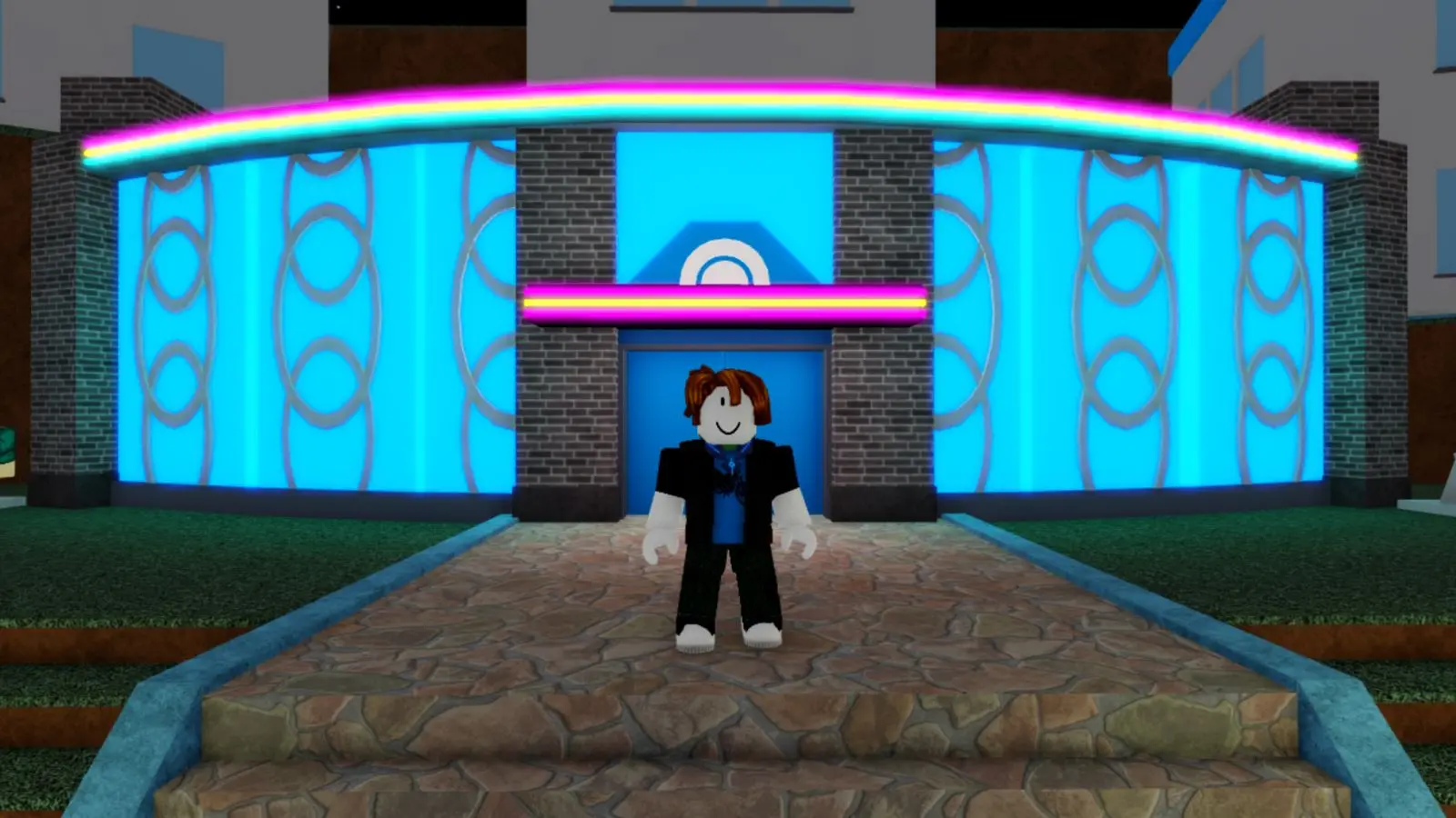 Player standing in front of a gym in Pokemon Bronze Forever