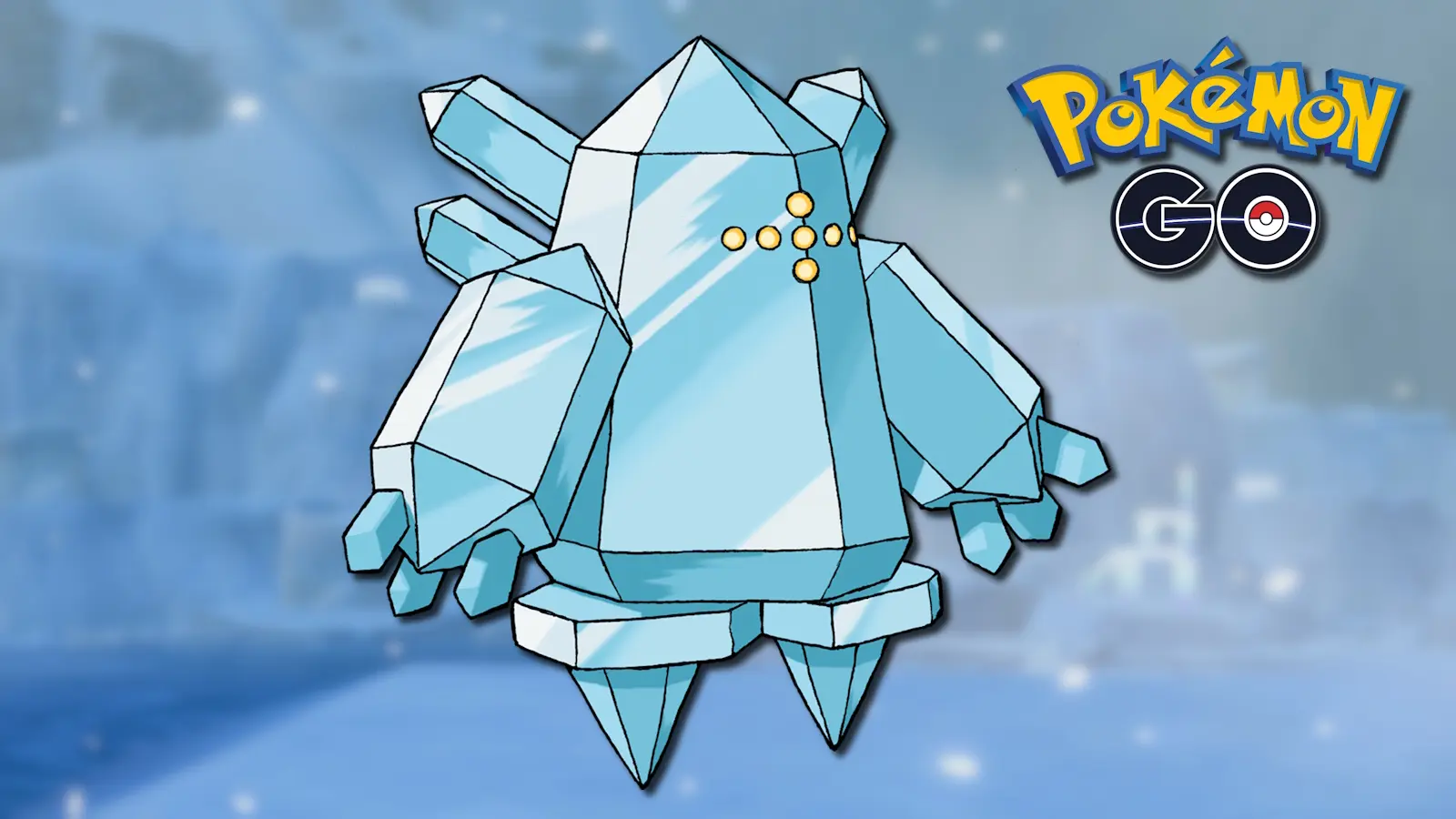 The Legendary Golem Regice from Pokemon Go.